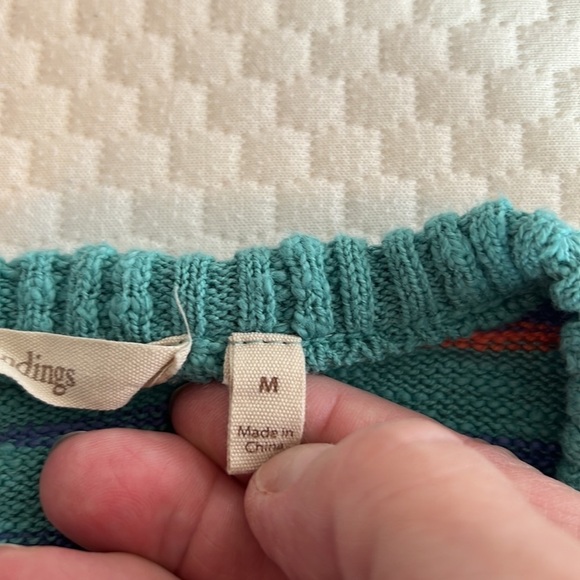SOFT SURROUNDINGS ODYSSEY STRIPE SWEATER SZ MED CROSSED HEM NUBBY COTTON - Picture 7 of 8